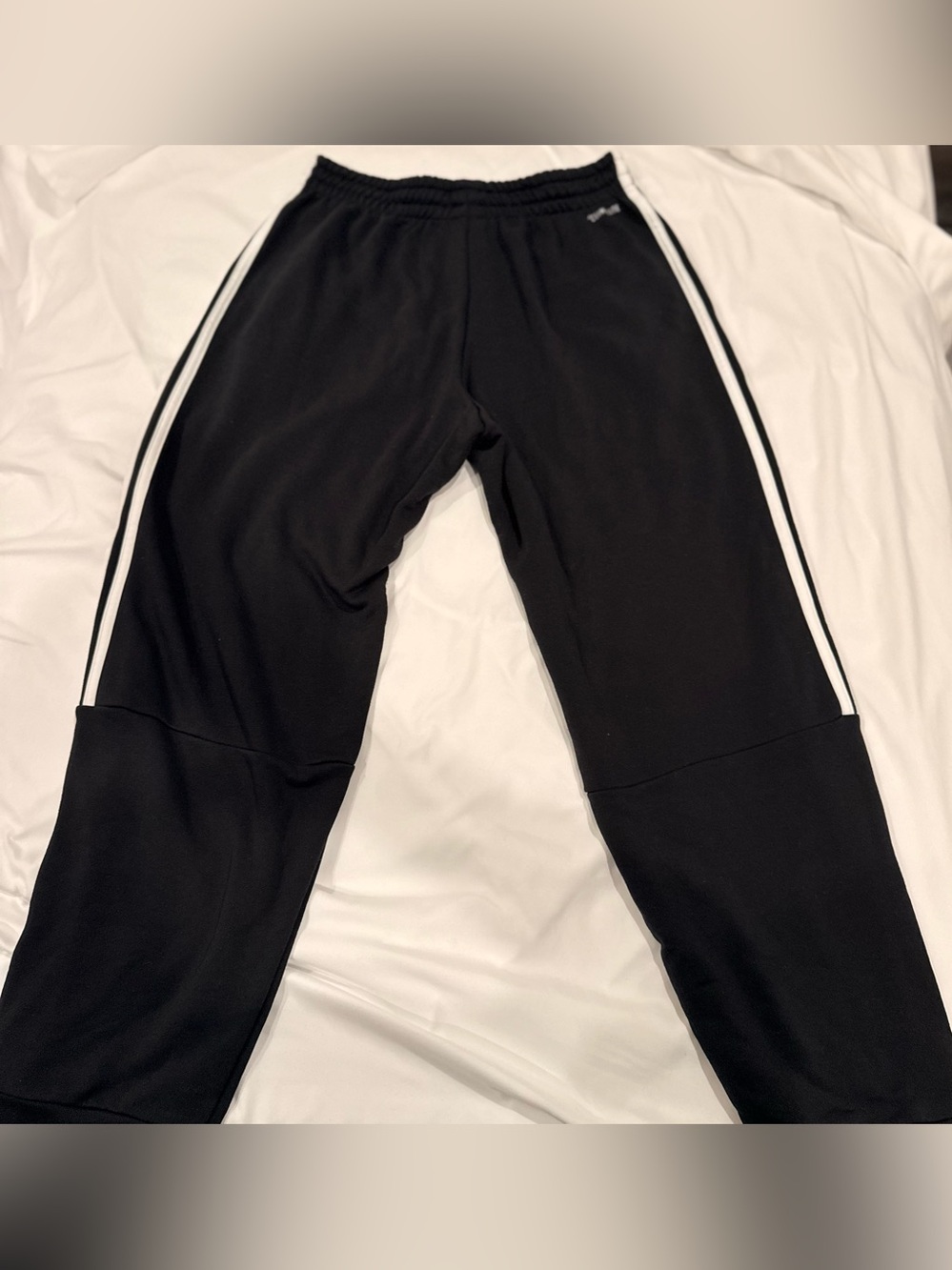Black Mens Track Pants with White Side Stripes